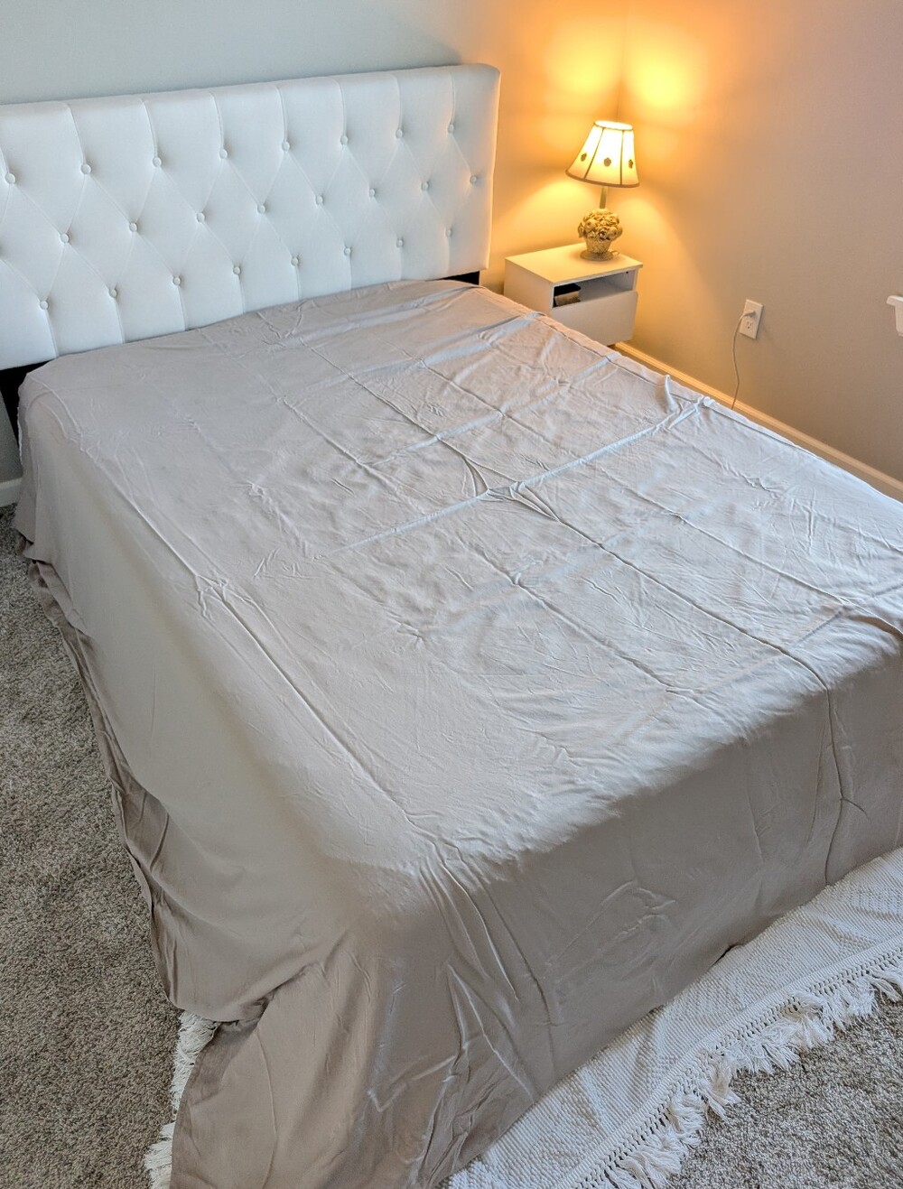 Bedsure King Gray Tan Flat Rayon From Bamboo Flat Sheet Cooling Breathable